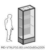Vetrina a PARETE linea ARGURION, telaio in alluminio. cm 80x50x200h. - Vetrina a PARETE linea ARGURION, telaio in alluminio. cm 80x50x200h.