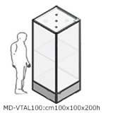 Vetrina  ARGURION, telaio in alluminio, cm 100x100x200h. - Vetrina  ARGURION, telaio in alluminio, cm 100x100x200h.