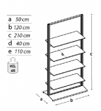 Accessorio  espositivo SIDEROS'  "piani in vetro" cm120x50x210h. - Accessorio  espositivo SIDEROS'  