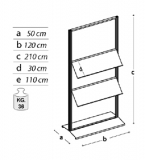 Accessorio  espositivo SIDEROS'   "piani inclinati" cm120x50x210h. - Accessorio  espositivo SIDEROS'   