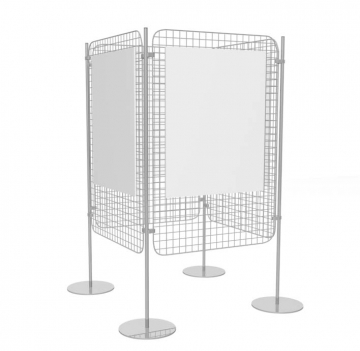 Composizione  totem base quadrata  autoportante di 4 griglie espositive 