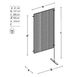 Pannello espositivo EXPO'  "griglia aggiuntiva" con base diritta.MD-EXG10D1