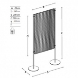 Pannello espositivo EXPO'  "griglia metallica" con basi tonde.MD-EXG10T2 - Pannello espositivo EXPO'  