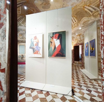 Parete espositiva autoportante modulare e bifacciale per pinacoteche e gallerie d'arte della LINEA OSTENDO foto produzione