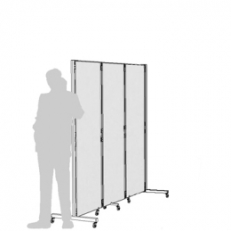 Sistema espositivo su ruote modulare e bifacciale 3 pannelli Clipper Roller.MD